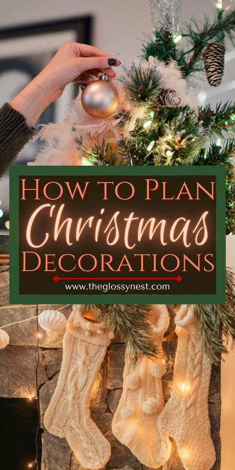 Trying to figure out how to plan Christmas decor? Ease the stress of holiday decorating with this simple Christmas decorating plan! Confused about which rooms to decorate for Christmas? What's the best way to decorate for Christmas with an open floor plan? When should you put up your Christmas decorations? Should you use a Christmas decor planner to stay organized? These Christmas decor planning tips & tricks will help you prepare your home for the Christmas holiday season! Christmas At Cabin, How To Do Christmas Decorations, Christmas Decor Checklist, Christmas Decorating Without A Tree, How To Decorate For Christmas Like A Pro, Christmas Decorating Ideas For The Home Traditional, How To Decorate House For Christmas, Christmas Decorating Styles, Tradional Christmas Decor