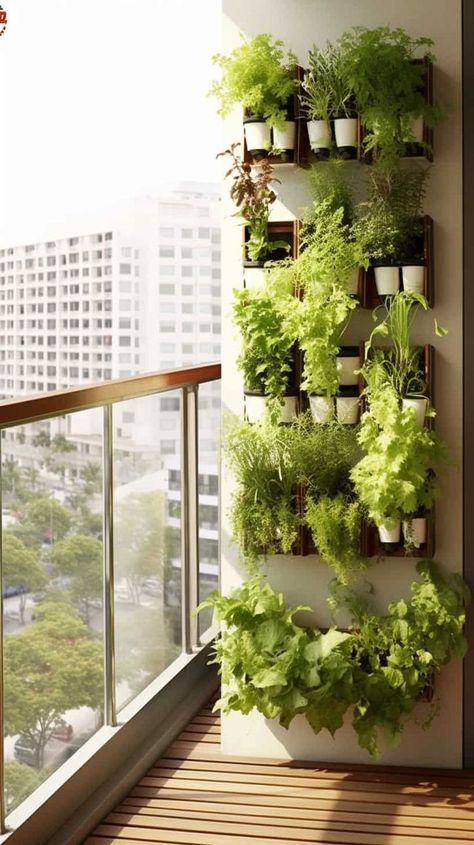 Balcony Herbs Apartments, Gardening Balcony Ideas, Plants Small Balcony, Plant Balcony Apartment, Apartment Plants Balcony, Apartment Porch Plants, Small Patio Design Ideas Apartment Balconies, Plants On Small Patio, Garden Aesthetic Apartment