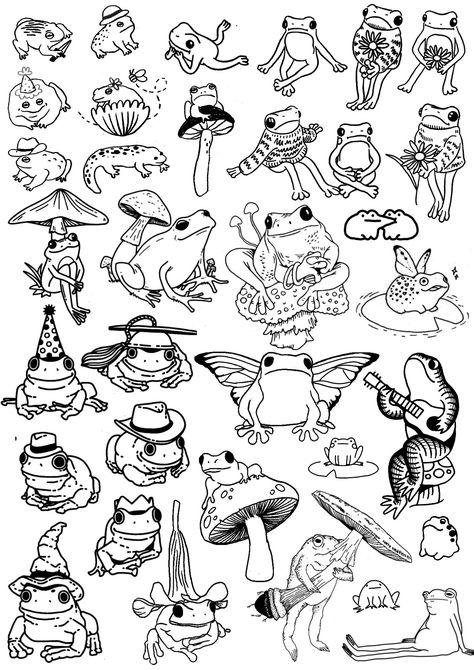 Cottage Ore Tattoos, Tattoo Flash Practice, Garden Flash Tattoo, Hermit Crab Doodle, Whimsical Line Art, Funny Flash Tattoo Ideas, Simple Insect Tattoo, Simple Lineart Tattoo, Silly Flash Tattoos