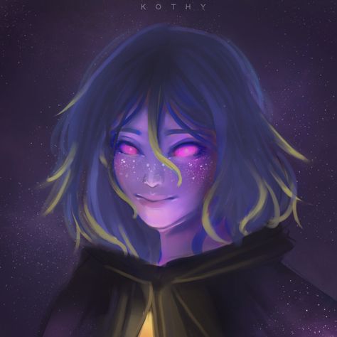 Staring At The Stars, Woman With Blue Hair, Purple Alien, Skins Characters, Villain Character, Character Design Girl, Stars In The Sky, Alien Character, Fantasy Portraits