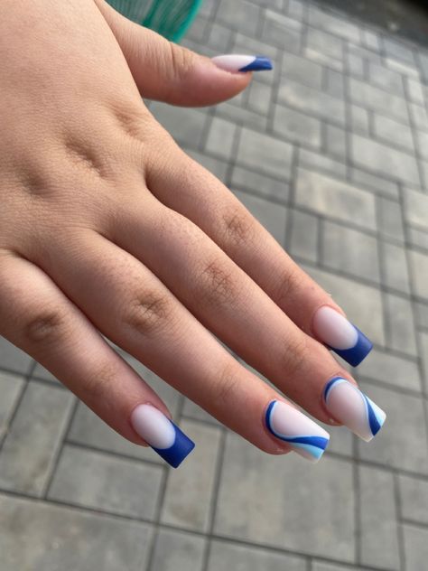 Matte Abstract Acrylic Nails Blue Matte Acrylic Nails, Blue Matte Nails Design, Royal Blue Matte Nails Design, Navy Blue Nails Acrylic Matte, Royal Blue Matte Acrylic Nails, Matte Blue Nails, Matte Dark Blue Acrylic Nails, Matte Acrylic Nails, Blue Matte Nails