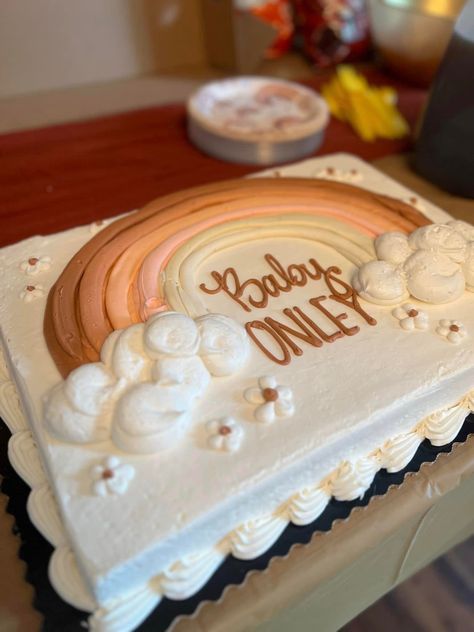 Boho Cookie Cake, Boho Rainbow Birthday Party Cake, Boho Rainbow Cake Ideas, Isn’t She Wonderful Cake, Boho Rainbow First Birthday Cake, Boho Baby Shower Cake Girl, Muted Rainbow Baby Shower Ideas, Boho Sheet Cake, Boho Rainbow Baby Shower Cake