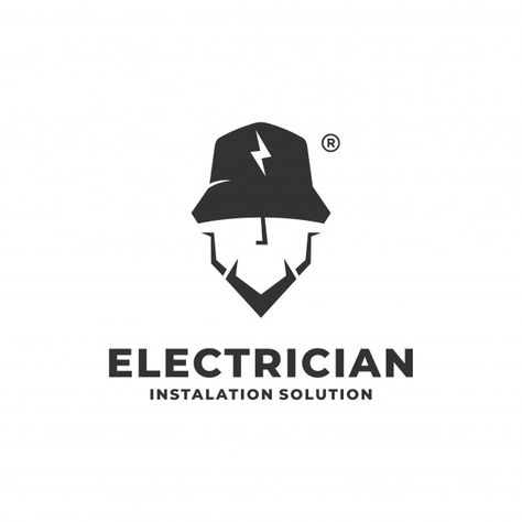 Electrician logo concept | Premium Vector #Freepik #vector #logo #template #man #face Electrician Branding, Electrical Engineering Logo, Electrician Logo Design, Electrical Logo Design, Engineer Logo, Electrical Logo, Pizza Waffles, Electricity Logo, Electrician Logo