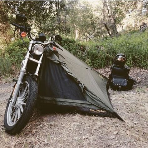 Moto Camping, Motorcycle Tent, Motorcycle Camping Gear, Bike Camping, Motorcycle Camping, Scrambler Motorcycle, Motorcycle Travel, Bobber Chopper, Adventure Motorcycling