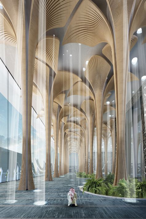 Interior Pillars, Bohemian Cafe, معرض فني, Mosque Design, Office Lobby, Parametric Architecture, Mosque Architecture, Column Design, Architecture Building Design