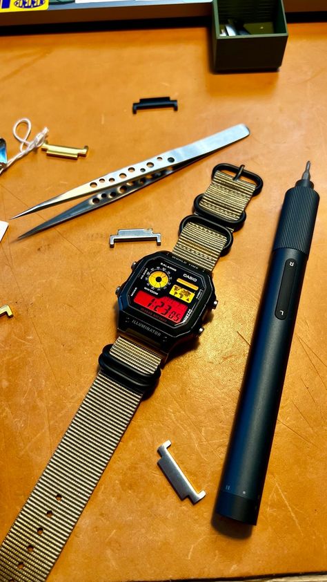 Buy Casio Custom Hydro Mod Royale AE-1200 Desert Cruiser 22mm Watch Red and Yellow Screen Nylon Strap Digital Casio AE-1200W Vintage Online in India - Etsy Ae 1200 Casio, Casio Royale Mod, Casio Royale, Vintage Digital Watch, Yellow Screen, Casio Vintage Watch, Casio Digital, Casio Vintage, Retro Watches