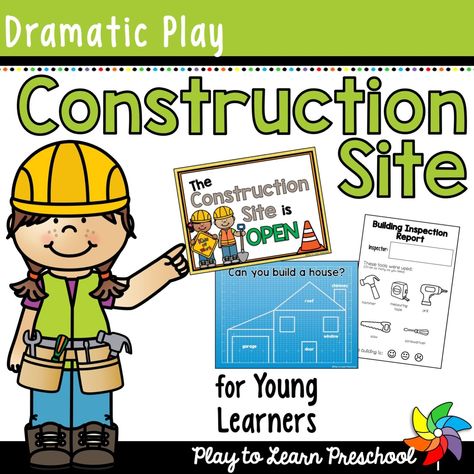 Construction Site Dramatic Play in the Block Center Construction Dramatic Play Printables, Construction Dramatic Play, Construction Signs Printable, Preschool Construction, Dramatic Play Printables, Community Helpers Theme, Dramatic Play Preschool, Dramatic Play Area, Construction Signs