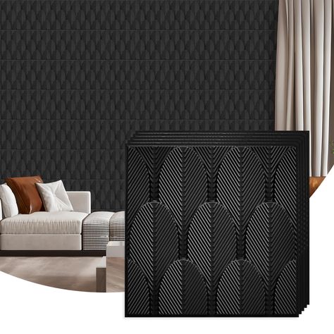 PRICES MAY VARY. Premium Material: The 3d wall panels are made of durable PVC material with high strength, will not deformed even when people hit them or lean on them, safe for everyday use. Easy installation: The PVC wall panels are easy to install, just put some adhesives on the back, like tape, glue, and liquid nails. You can put as much as you can or prime the wall to make them stick better. Easy to Clean: The 3d tiles for wall feature glaze surface, easy to clean and scratch-resistant, just Black Living Room Wallpaper, Cheap Wall Covering Ideas, Black Accent Wall Office, Cheap Wall Covering, 3d Textured Wall Panels, Black Wall Tiles, Vinyl Wall Panels, Damask Decor, Textured Wall Panels