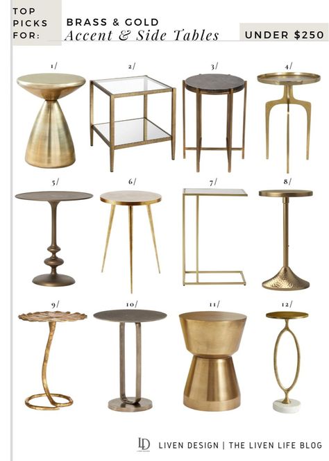 Best of Side Tables Under $250 — LIVEN DESIGN Pedestal Drink Table, Accent Table Between Two Chairs, Transitional Side Table, Gold Side Table Living Room, Undining Room, Side Table Decor Ideas, Accent Table Living Room, Mid Century Modern Accent Table, Modern Side Table Design