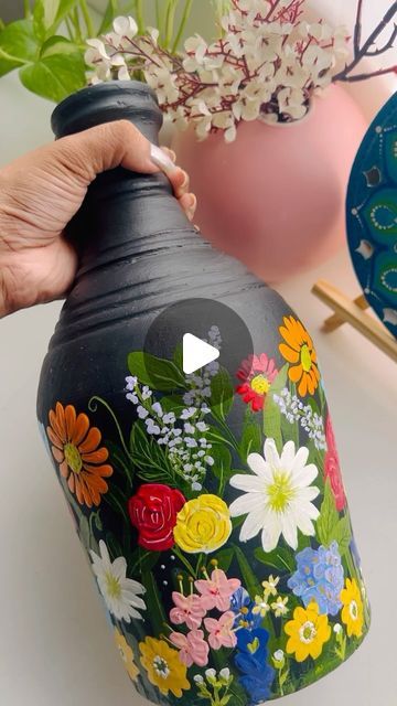 Clay Pots Painting Ideas, Clay Pots Painting, Mandala Art On Pot, Pots Painting Ideas, Painting On Clay, Pots Painting, Pot Decoration, Clay Pot, Clay Pots