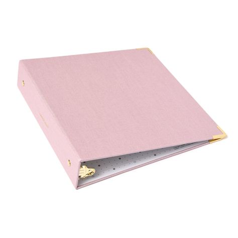 Mini 3-Ring Binder (8" x 9"), 1" Rings, Reinforced Metal Corners, Book Cloth Cover | russell+hazel Light Pink School Supplies, Pretty Binders, Mini 3 Ring Binder, Binder Aesthetic, Sampul Binder, Pink School Supplies, Aesthetic Binder, Cute Binders, Pink Binder