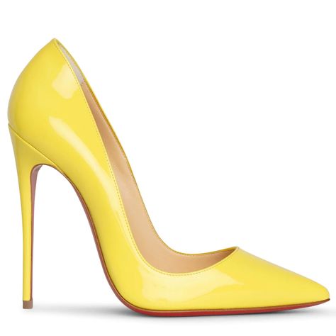 Guest Wedding Dress, Christian Louboutin So Kate, Kitten Heel Shoes, So Kate, Hot Heels, Dress Yellow, Patent Leather Pumps, Fashion High Heels, Heels Pumps