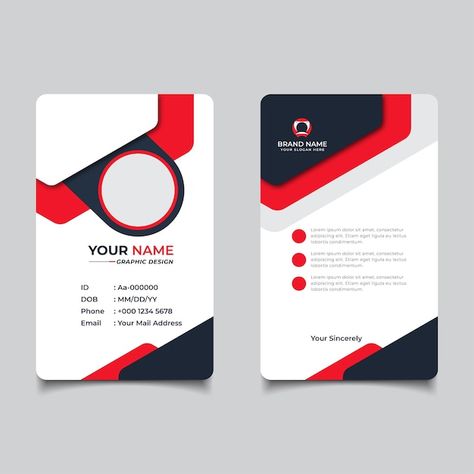 Employee Card Design Creative, Business Card For Designer, Identification Card Design, Id Card Design Creative, Company Id Card Design, Id Card Design Template, Id Template, Company Brochure Design, Id Card Design