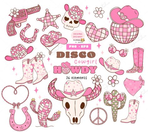 Dolly Parton Clip Art, Disco Cowgirl Aesthetic, Groovy Cowgirl, Disco Ball Cowgirl, Pink Cowgirl Aesthetic, Cowboy Disco, Disco Png, Cowgirl Clipart, Cowgirl Disco