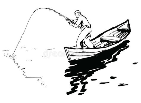 Fisherman in boat. A fisherman in a boat fishing spinning reel. Vector illustrat #Sponsored , #Affiliate, #Sponsored, #boat, #fishing, #Vector, #fisherman Fisherman Tattoo, Ride Drawing, Pesca In Mare, Ocean Drawing, Boat Illustration, Boat Drawing, Drawn Fish, Fishing Photos, Drawing Examples