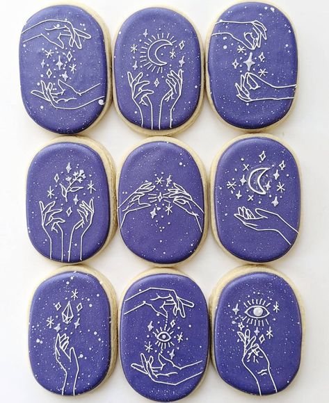 Tarot Cookies Decorated, Mystic Party, Zodiac Cookies, Celestial Cookies Decorated, Astrology Cookies, Tarot Card Cookies, Celestial Cookies, Witchy Cookies, Tarot Cookies