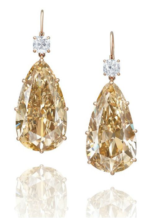 . Brownish Yellow, Jewelry Auction, I Love Jewelry, Gorgeous Jewelry, Yellow Diamond, Exquisite Jewelry, High Jewelry, Wedding Earrings, 18k Rose Gold