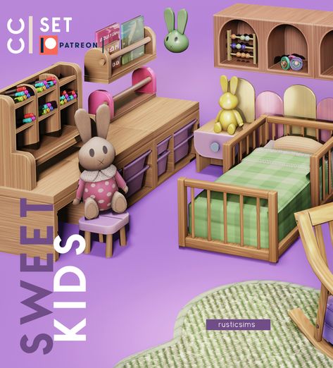 Ts4 Cc Mm Furniture, Sims 4 Kids Room Cc Patreon, Sims 4 Toddler Room Cc, Lotes The Sims 4, Sims Furniture, Sims Baby, Sims 4 Challenges, Sims Packs, Sims 4 Bedroom