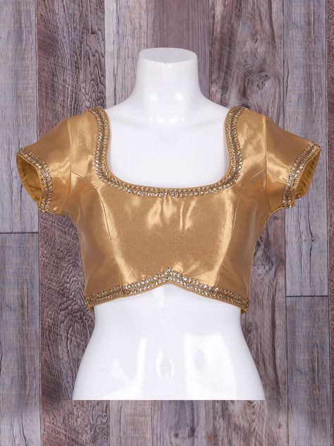 Golden Silk Designer Ready Made Blouse, gold saree blouse, saree blouse design Gold Saree Contrast Blouse, Golden Blouse Design, Saree Contrast Blouse, Golden Blouse Designs, Gold Saree Blouse, Ready Made Blouse, Gold Saree, Golden Blouse, Stylish Saree