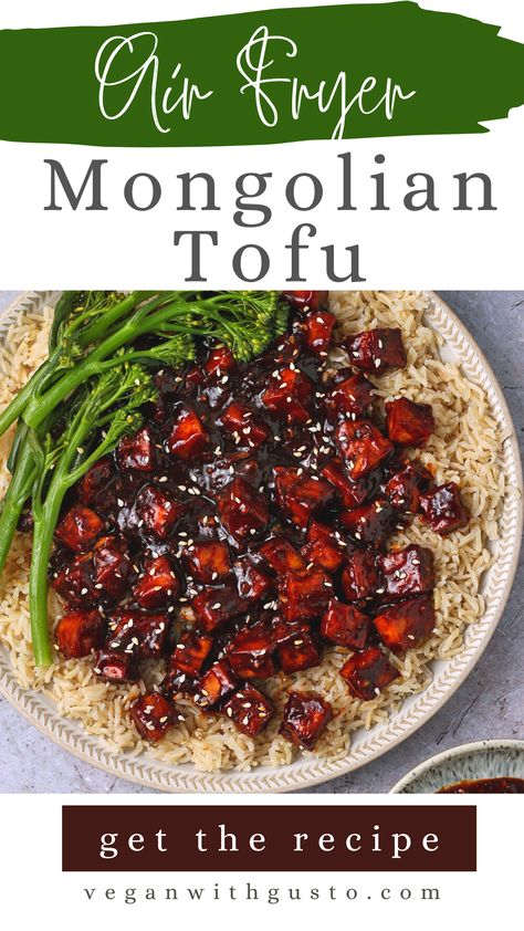 Mongolian Tofu, Mongolian Sauce, Protein Entrees, Meatless Mains, Tofu Vegan, Oil Free Vegan Recipes, Serving Ideas, Tofu Stir Fry, Plant Based Diet Recipes