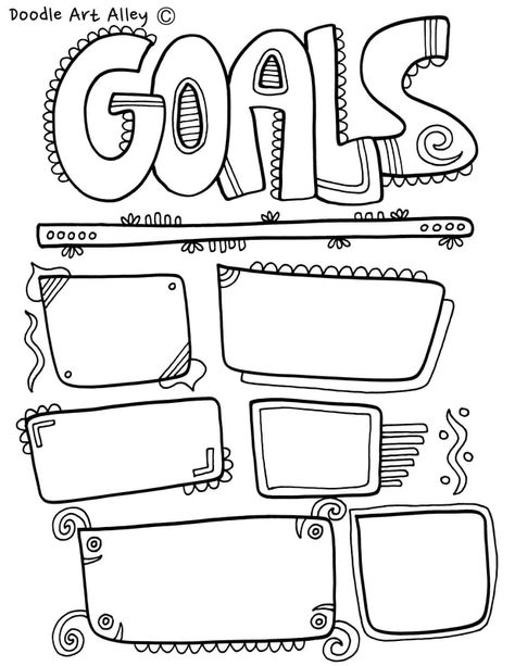 Goal Setting coloring pages and printables. Great for home and school. Enjoy! Doodle Writing, Classroom Doodles, Goal Activities, Doodle Journal, Goal Setting Activities, Hantverk Diy, Printable School, Kids Goals, School Goals