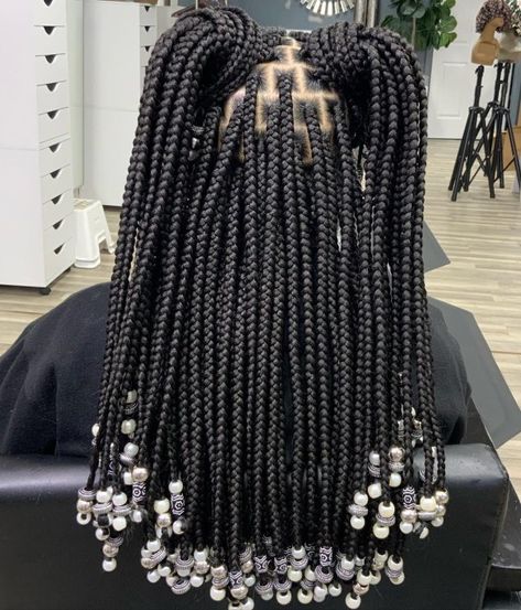 Box Braids with Half-Up Space Buns Box Braids With Beads, Braids With Shaved Sides, Short Box Braids, Twist Braid, Single Braids, Box Braids Hairstyles For Black Women, Cute Braided Hairstyles, Braids Hairstyles Pictures, Cute Box Braids Hairstyles