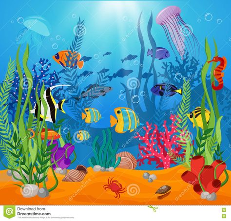 Under The Sea Drawings, Under The Sea Background, Sea Murals, Cartoon Sea Animals, Sea Life Animals, Sea Drawing, Sea Illustration, Underwater Painting, Sea Life Art