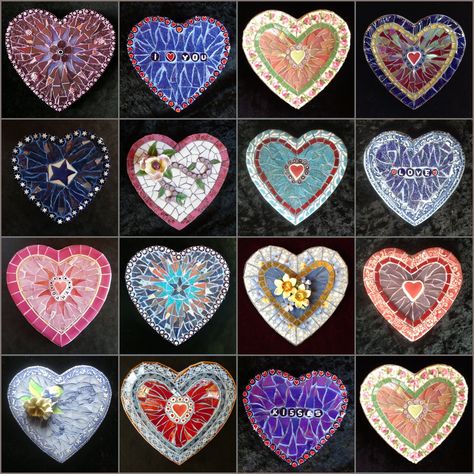 Mosaic Hearts Pattern, Mosaic Hearts Ideas, Sundance Style Jewelry, Mosaic Stones, Heart Mosaic, Mosaic Hearts, Vintage Mosaic, Mosaic Art Diy, Mosaic Heart