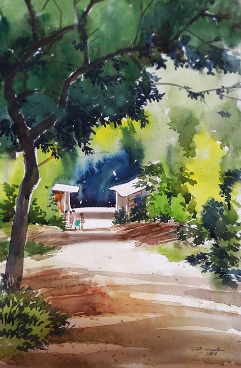 Water color of Bangladesh nature Bangladesh Nature, Bengali Art, Landscape Painting Tutorial, Landscape Drawings, In Water, Painting Tutorial, Landscape Painting, Watercolour Painting, Watercolor Painting