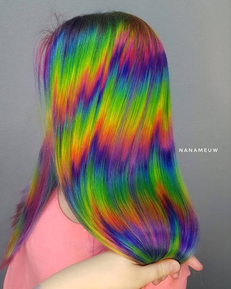 Rainbow Glitch, Updos For Long Hair, Layered Haircuts With Bangs, Layered Hair With Bangs, Rainbow Hair Color, Art Hair, Long Face Hairstyles, Face Shape Hairstyles, Dark Red Hair