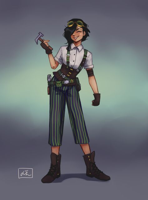 Inventor Character Design, Inventor Character, Steampunk Engineer, Dieselpunk Art, Steampunk Character, Fantasy Heroes, Steampunk Costume, Modern Fantasy, Fnaf Drawings