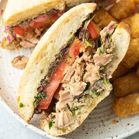 The BEST Tuna Sandwich (No Mayo!) Best Tuna Sandwich, Tuna Sandwich Recipes, Tuna Nicoise Salad, Ciabatta Roll, Tuna Salad Sandwich, Tuna Sandwich, Pickled Red Onions, Delicious Sandwiches, Best Sandwich