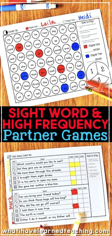 Sight Word Games For Second Grade, Sight Word Stations, Vce Words, Sight Words Games, High Frequency Word Games, High Frequency Words Activities, Kindergarten Sight Word Games, Dots And Boxes, Reading Center