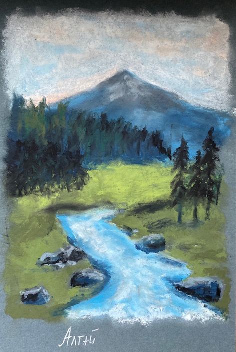 Chalk Pastel Drawings Landscapes, Chalk Pastel Landscape Easy, Soft Pastels Landscape, Chalk Pastel Art Ideas Landscapes, Oil Pastel Nature Drawings, Oil Pastel Art Nature, Soft Pastel Landscape Paintings, Oil Pastel Landscape Drawing, Nature Drawing Oil Pastel