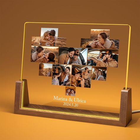 PRICES MAY VARY. Personalized Plaque: Custom picture frames, acrylic plaque led light makes the perfect gift for your girlfriend,boyfriend. Personalize it with precious photos. Valentines day gifts for her him, Giving an unforgettable gift today. Customized Gifts: 5mm thick acrylic glass for durability preventing scratches and damage. The base is made of solid walnut wood for more stable support of the plaque, not easily tipping over. Featuring a U-shaped design, size fits perfectly, providing c Best Gift For Anniversary For Him, Cute Gifts For Your Boyfriend On Christmas, Girlfriend Ideas Gift, Custom Gifts For Him, Coming Home Gifts For Boyfriend, Personalized Gifts For Girlfriend, Meaningful Engagement Gifts, Custom Gift For Boyfriend, Engagement Gift Ideas For Him