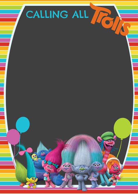 Troll Party Theme, Trolls Invitation, Birthday Party Invitations Free, Trolls Birthday Party, Troll Party, Birthday Party Invitation Templates, Birthday Template, 6th Birthday Parties, 4th Birthday Parties