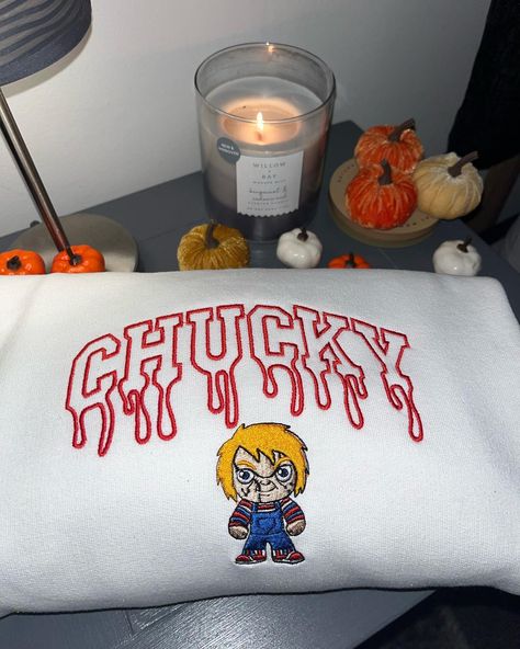 Chucky 👀 #halloweenembroidery #halloweensweats #halloween #chucky 👻 Halloween Embroidery, Embroidery, Halloween, Gifts, On Instagram, Instagram