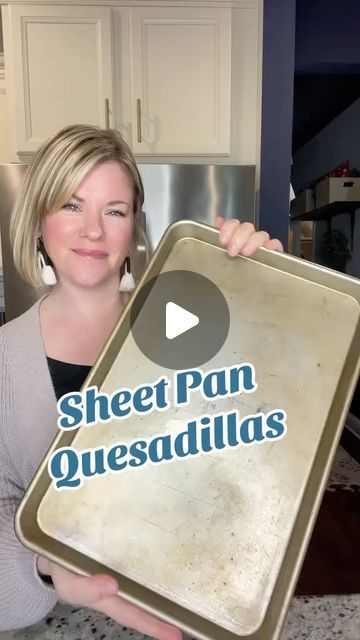 Stephanie Gigliotti on Instagram: "Sheet pan quesadillas- great for an easy weeknight dinner or to use up leftovers! Bake at 400° for 7-10 minutes until the tortillas are golden brown. Top with your favorites!  The leftovers I used were my sheet pan pineapple chicken 😋 that recipe is on my website, StephRealLife.com https://www.stephreallife.com/easy-sheet-pan-pineapple-chicken/  #sheetpandinner #sheetpancooking #sheetpanquesadillas #leftoverlove #leftovers #weeknightdinner" Pioneer Woman Sheet Pan Quesadilla, Weight Watcher Sheet Pan Dinners, Cookie Sheet Quesadilla, Quesadilla Sheet Pan Recipes, Sheet Pan Enchilada Bake, Easy Sheet Pan Quesadillas, Sheet Pan Burritos, Chicken Quesadilla Recipes Easy Quick, Sheet Pan Quesadilla Recipes