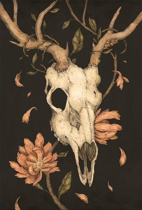 Skull And Flowers, Vulture Culture, Animal Skulls, Skull Art, Background Wallpaper, Dark Fantasy Art, Pretty Art, Dark Art, Aesthetic Art