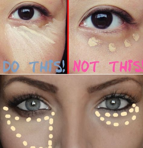 The correct way to put on concealer! (Without looking like you were wearing tanning goggles!) Eye Makeup Concealer, Best Under Eye Concealer, Under Eye Makeup, How To Apply Concealer, Dark Under Eye, Dark Circles Under Eyes, Concealer Makeup, Pinterest Makeup, Under Eye Concealer