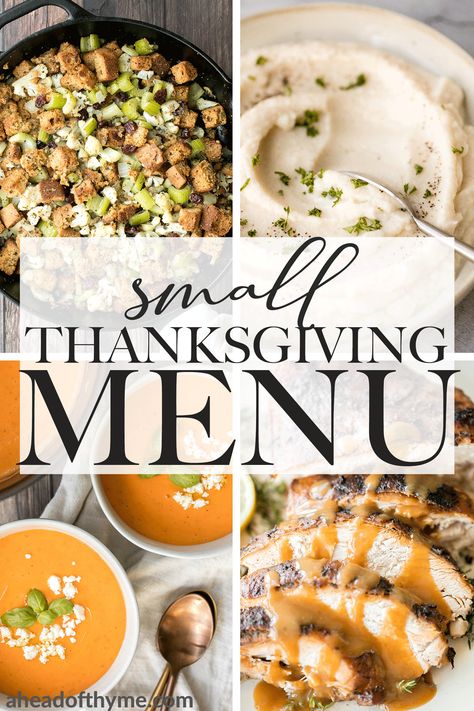 Easy Thanksgiving Menu, Thanksgiving Dinner For Two, Small Thanksgiving, Easy Thanksgiving Dinner, Thanksgiving Mains, Sage Recipes, Southern Thanksgiving Menu, Friendsgiving Food, Traditional Thanksgiving Menu