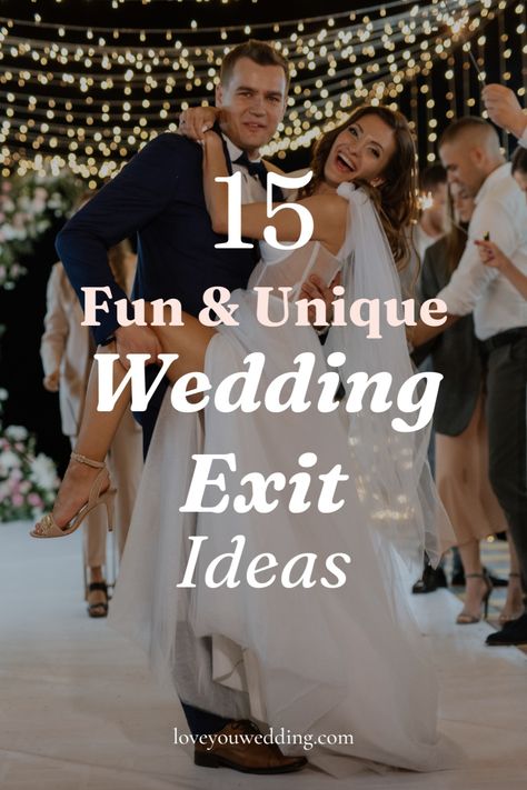 Planning your wedding send off for the bride and groom? We’ve got all of the best and unique wedding exit ideas, including sparklers, bubbles, vintage cars, streamers, and more. Click through for the best unique wedding send-off ideas for nighttime or daytime. Wedding planning, wedding tips, wedding event Unique Wedding Send Off, Unique Wedding Exit, Bride And Groom Exit, Wedding Exit Ideas, Wedding Music Playlist, Honeymoon Tips, Wedding Exit, Daytime Wedding, Wedding Send Off