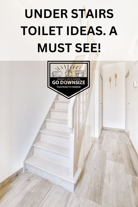 Small Half Bathroom Under Stairs, Small Half Bath Under Stairs, Toilet Under Stairs Ideas Downstairs Loo, Powder Room Under The Stairs, Small Understairs Toilet, Bathroom Under Stairs With Shower Layout, Under Stairs Bathroom Half Baths, Under The Stairs Toilet, Toilet Under Stairs Ideas