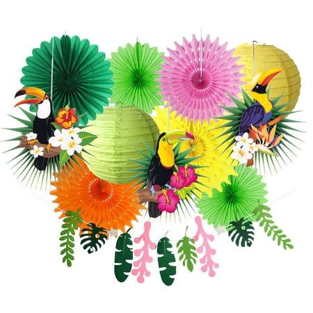 These vibrant tropical bird party decoration kits include several different party supplies that can be easily hung from the ceiling, tree branches, door or tent. You can use them anywhere according to your needs and preferences. Perfect for tropical parties,carnival, summer luaus, Hawaiian luau parties, beach birthday parties.They will be a fun and attractive addition to parties. Order now and brighten your party with this unique party kit ! Color: Multicolor. Parrot Head Party Ideas, Parrot Themed Birthday Party, Parrot Backdrop Decoration, Tropical Bird Party, Toucan Party, Luau Party Supplies, Luau Party Decorations, Toucan Bird, Hawaiian Party Decorations