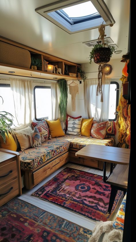 35 Stunning RV Living Room Ideas to Transform Your Space - Remodr Maximalist Rv, Diy Rv Decor Ideas, Rv Living Aesthetic, 5th Wheel Camper Ideas Rv Decorating, Rv Living Room Ideas, Camper Living Room, Rv Renovation Ideas, Rv Restoration, Rv Decorating Ideas