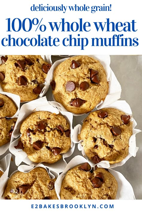 Whole Recipes, Healthy Chocolate Chip Muffins, Wheat Flour Recipes, Mini Chocolate Chip Muffins, Whole Wheat Muffins, Healthy Cupcakes, Chocolate Chip Muffin Recipe, Wheat Recipes, In Five Years