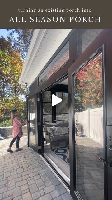 553K views · 25K likes | Scarlet Oak Homes on Instagram: "save for your next porch project! we converted an existing screened in porch to an all seasoned porch. these slidable vinyl panels with aluminum frames are perfect for the mild winter here in the Carolina’s ☀️ no more wind, dust or pollen seeping through the screen into your porch! very lightweight + simple install…or you can just call us??😜" Ideas To Enclose Patio, Screened Porch With Windows, Enclosed Glass Porch Ideas, Back Enclosed Porch Ideas, Outdoor Patio Enclosure Ideas, A Frame Screened In Porch, How To Enclose A Porch, Backyard Screened In Patio Ideas, Outside Back Porch Ideas