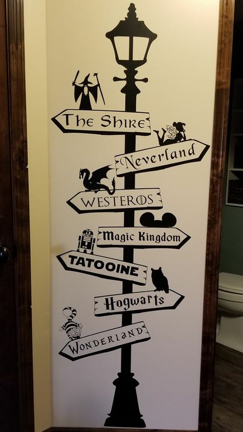 Classroom Decor Drawing, Diy Fantasy Decor Wall Art, Wall Painting With Quotes, Hogwarts Wall Mural, Road Sign Tattoo Ideas, Easy Wall Drawings Bedroom, Things To Draw For Wall Decor, Wall Drawing Ideas For School, Road Sign Wall Decor