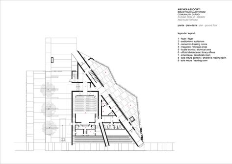 Gallery of Curno Public Library and Auditorium / Archea Associati - 21 Public Architecture, Performing Arts Center, Detailed Plans, Ground Floor Plan, Reading Room, Bergamo, Architecture Plan, Contemporary Architecture, Public Library