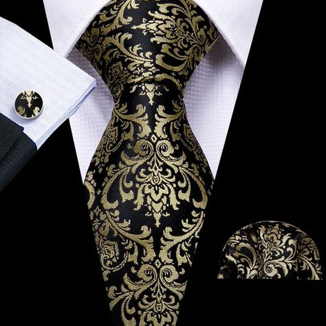 Floral Neckties Black And Gold Suits, Men Suits Style, Wedding Accessories For Men, Suits Style, Floral Necktie, Men Ties, Mens Silk Ties, Floral Pocket, Plaid Shirts